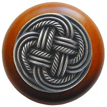 Notting Hill NHW-739C-AP Classic Weave Wood Knob in Antique Pewter/Cherry wood finish